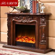 Dark Brown European Style Carved Fireplace
